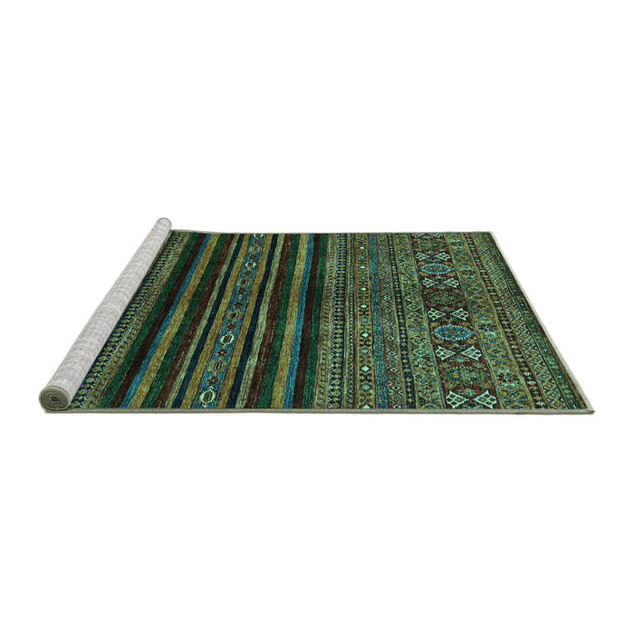 Sideview of Machine Washable Abstract Turquoise Modern Area Rugs, wshabs601turq