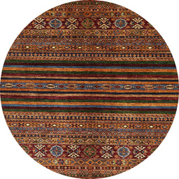 Round Abstract Light Brown Modern Rug, abs601