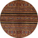 Round Abstract Light Brown Modern Rug, abs601