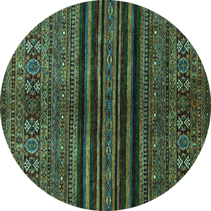 Round Abstract Turquoise Modern Rug, abs601turq