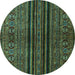 Round Abstract Turquoise Modern Rug, abs601turq