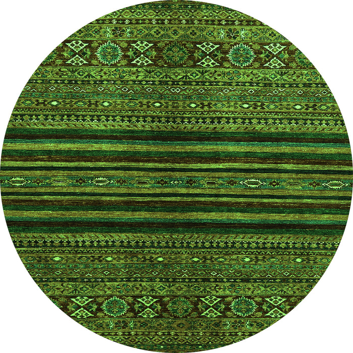 Round Machine Washable Abstract Green Modern Area Rugs, wshabs601grn