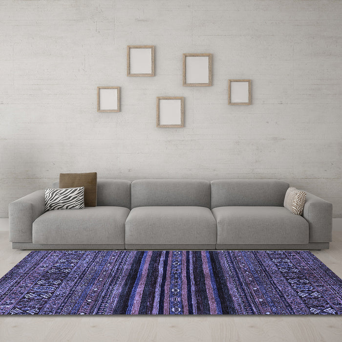 Machine Washable Abstract Blue Modern Rug in a Living Room, wshabs601blu