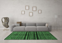 Machine Washable Abstract Emerald Green Modern Rug, wshabs601emgrn