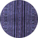 Round Machine Washable Abstract Blue Modern Rug, wshabs601blu