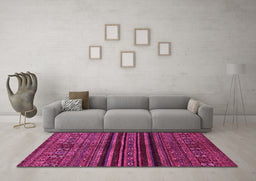 Machine Washable Abstract Pink Modern Rug in a Living Room, wshabs601pnk