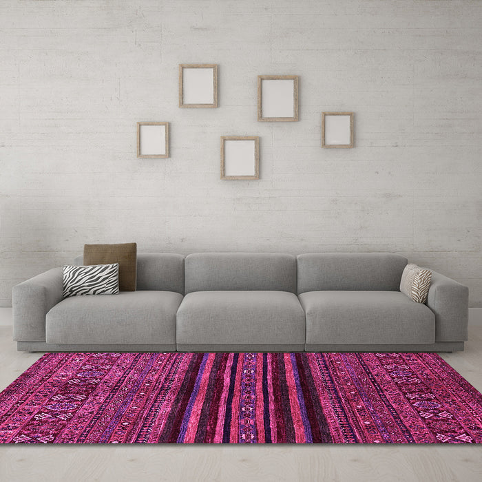 Machine Washable Abstract Pink Modern Rug in a Living Room, wshabs601pnk
