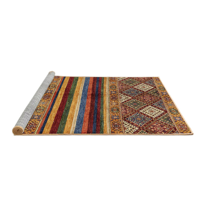 Sideview of Machine Washable Abstract Saffron Red Rug, wshabs602