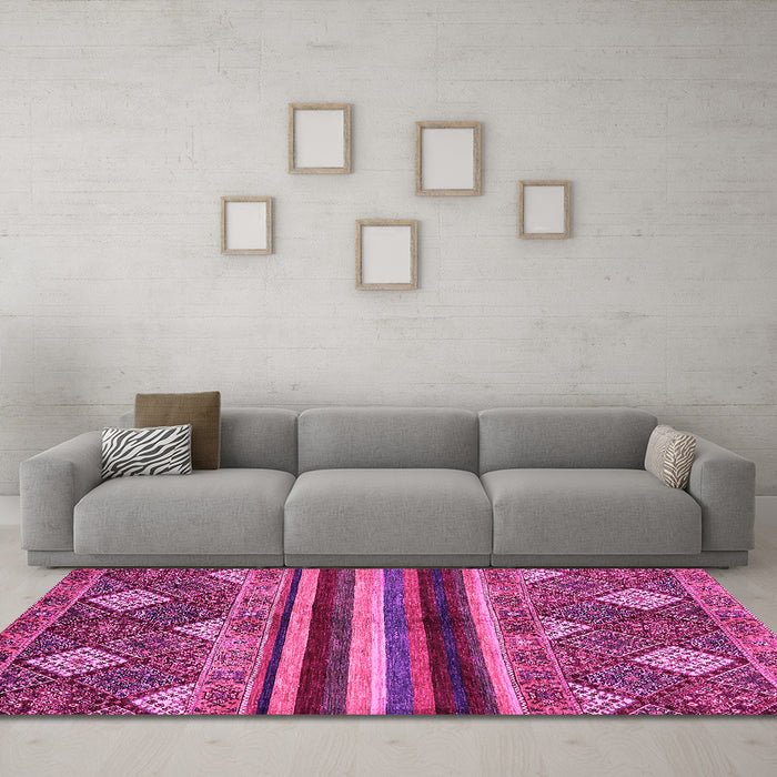 Machine Washable Abstract Pink Modern Rug in a Living Room, wshabs602pnk