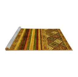 Sideview of Machine Washable Abstract Yellow Modern Rug, wshabs602yw