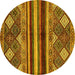 Round Machine Washable Abstract Yellow Modern Rug, wshabs602yw