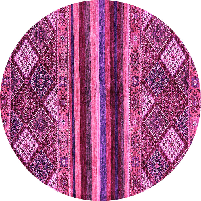 Round Machine Washable Abstract Pink Modern Rug, wshabs602pnk