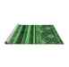 Sideview of Machine Washable Abstract Emerald Green Modern Area Rugs, wshabs602emgrn