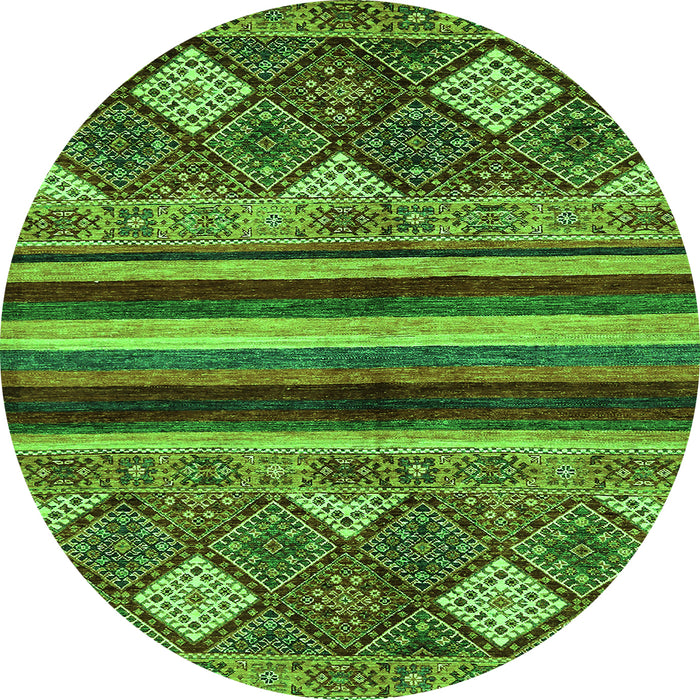 Round Machine Washable Abstract Green Modern Area Rugs, wshabs602grn
