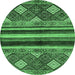 Round Abstract Emerald Green Modern Rug, abs602emgrn