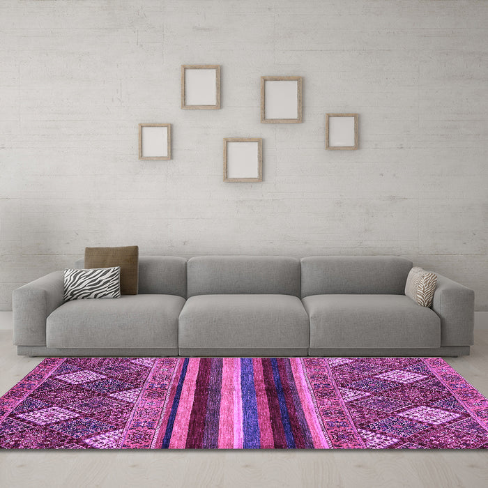 Machine Washable Abstract Purple Modern Area Rugs in a Living Room, wshabs602pur