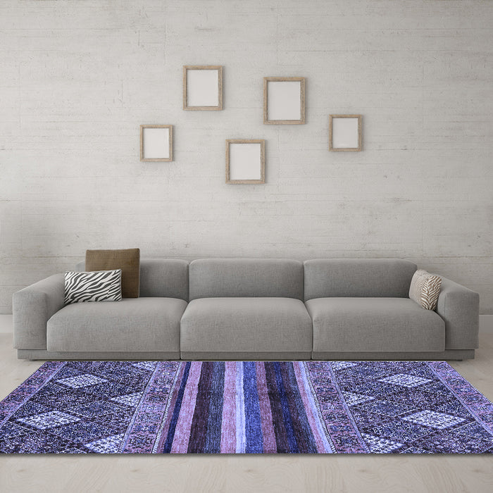 Machine Washable Abstract Blue Modern Rug in a Living Room, wshabs602blu