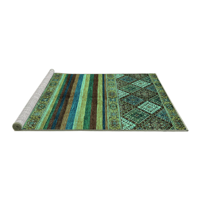 Sideview of Machine Washable Abstract Turquoise Modern Area Rugs, wshabs602turq
