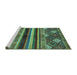 Sideview of Machine Washable Abstract Turquoise Modern Area Rugs, wshabs602turq