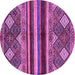 Round Machine Washable Abstract Purple Modern Area Rugs, wshabs602pur