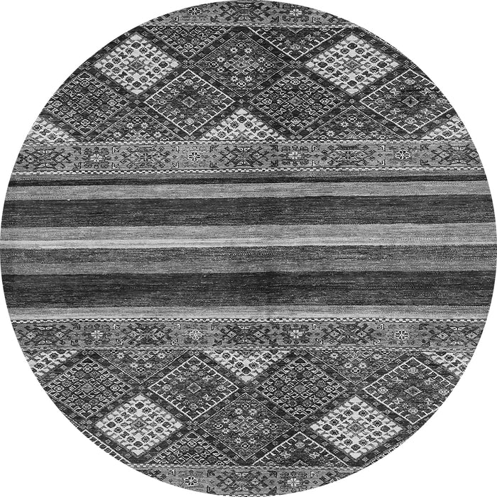 Round Machine Washable Abstract Gray Modern Rug, wshabs602gry