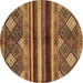 Round Machine Washable Abstract Brown Modern Rug, wshabs602brn