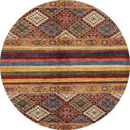 Round Abstract Saffron Red Modern Rug, abs602