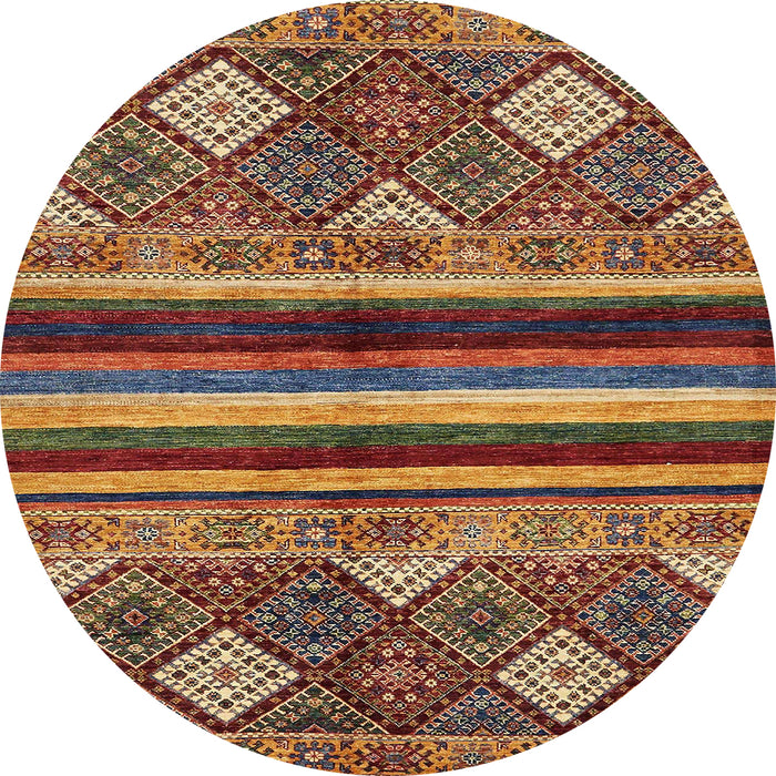 Round Abstract Saffron Red Modern Rug, abs602