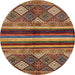 Round Abstract Saffron Red Modern Rug, abs602