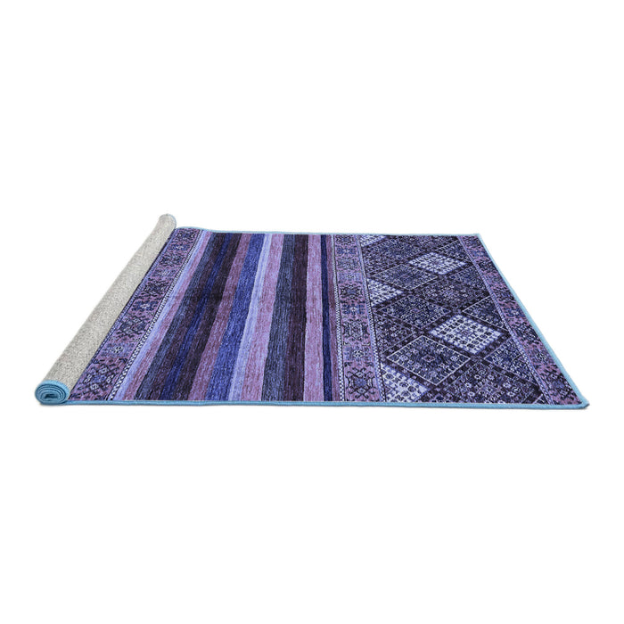Sideview of Machine Washable Abstract Blue Modern Rug, wshabs602blu