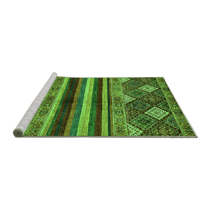 Sideview of Machine Washable Abstract Green Modern Area Rugs, wshabs602grn