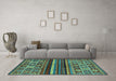 Machine Washable Abstract Turquoise Modern Area Rugs in a Living Room,, wshabs603turq