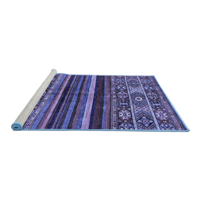 Sideview of Machine Washable Abstract Blue Modern Rug, wshabs603blu