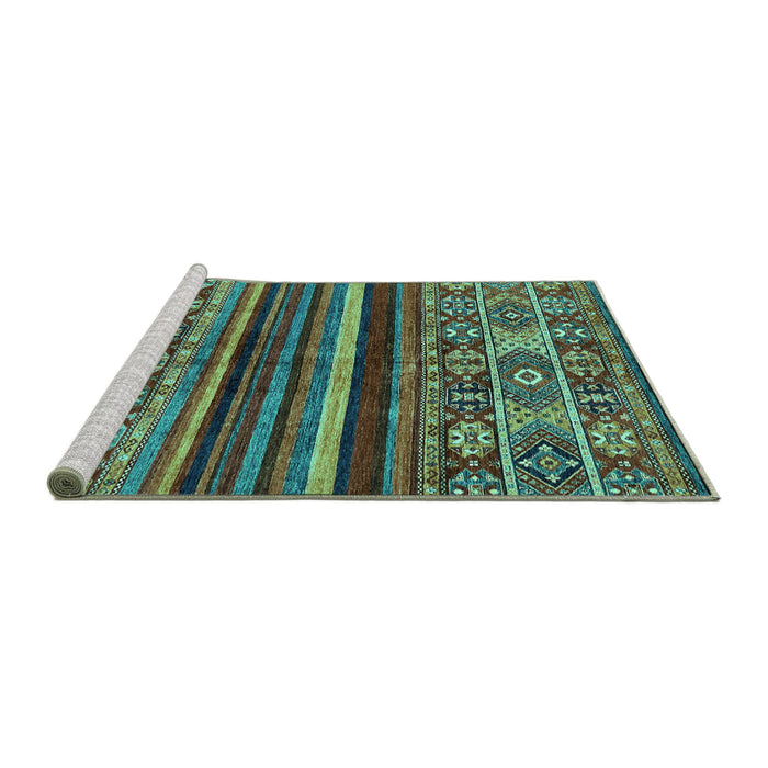 Sideview of Machine Washable Abstract Turquoise Modern Area Rugs, wshabs603turq