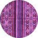 Round Abstract Purple Modern Rug, abs603pur