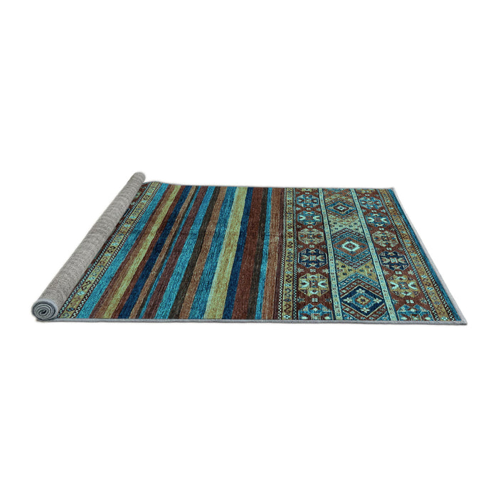 Sideview of Machine Washable Abstract Light Blue Modern Rug, wshabs603lblu