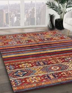 Abstract Red Modern Rug in Family Room, abs603