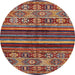 Round Abstract Red Modern Rug, abs603