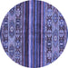 Round Machine Washable Abstract Blue Modern Rug, wshabs603blu