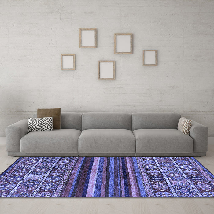 Machine Washable Abstract Blue Modern Rug in a Living Room, wshabs603blu