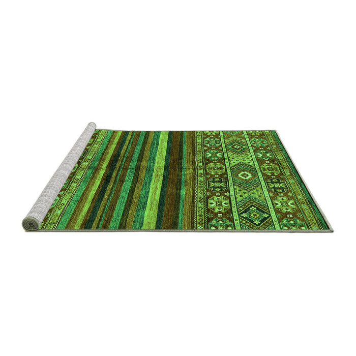 Sideview of Machine Washable Abstract Green Modern Area Rugs, wshabs603grn