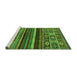 Sideview of Machine Washable Abstract Green Modern Area Rugs, wshabs603grn