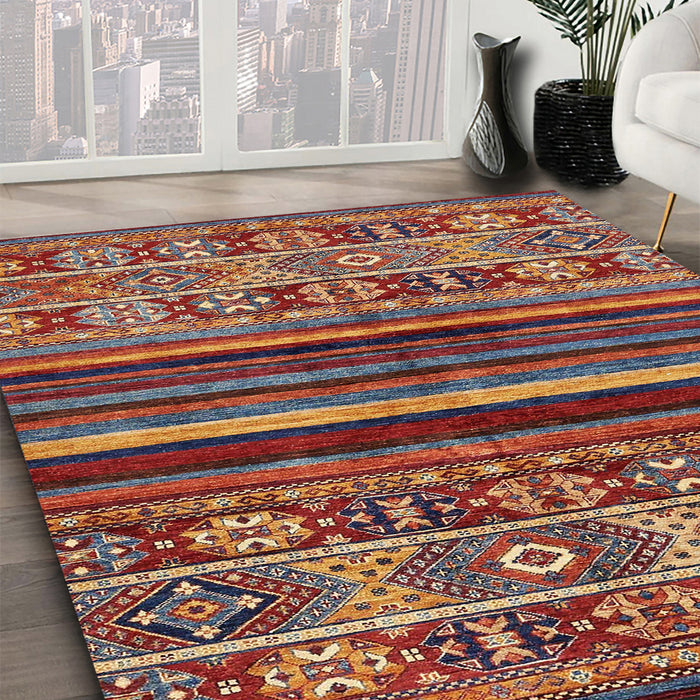 Abstract Red Modern Rug in Family Room, abs603