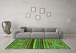 Machine Washable Abstract Green Modern Area Rugs in a Living Room,, wshabs603grn