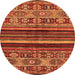 Round Machine Washable Abstract Orange Modern Area Rugs, wshabs603org