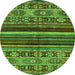 Round Machine Washable Abstract Green Modern Area Rugs, wshabs603grn