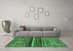 Machine Washable Abstract Emerald Green Modern Area Rugs in a Living Room,, wshabs603emgrn