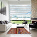 Square Abstract Red Modern Rug in a Living Room, abs603