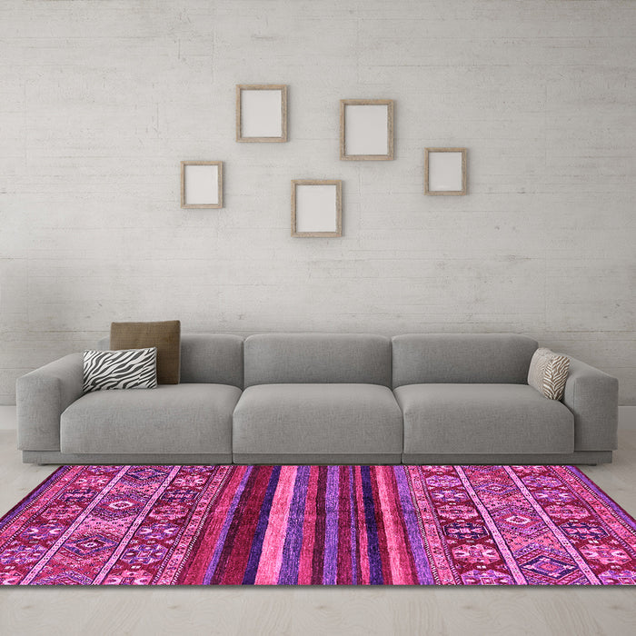 Machine Washable Abstract Pink Modern Rug in a Living Room, wshabs603pnk