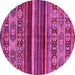 Round Abstract Pink Modern Rug, abs603pnk